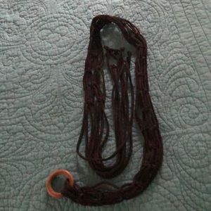 Chocolate brown macrame belt with 16” tassels.